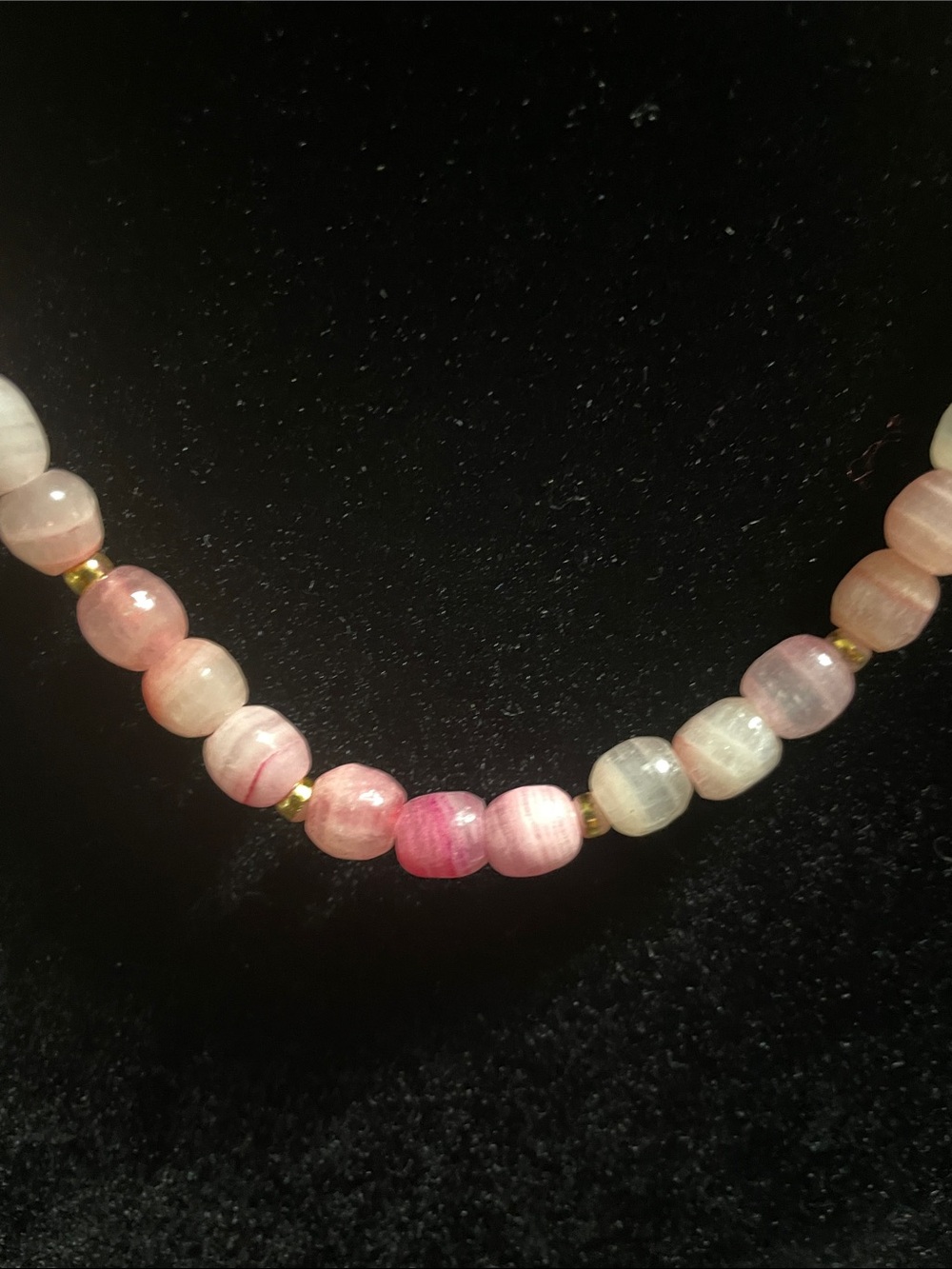 Rhodonite Pink Gemstone Beaded Necklace